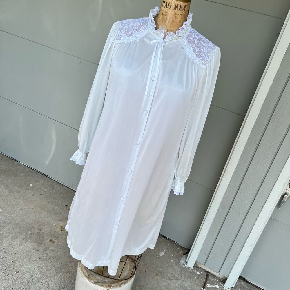 VTG Miss Elaine Sheer Mint Robe Romantic Soft Girl Burlesque